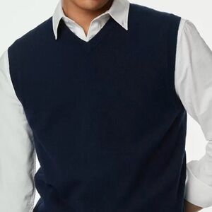 Banana Republic Navy Sweater Vest Silk Cashmere Cotton V Neck Sweater Vest